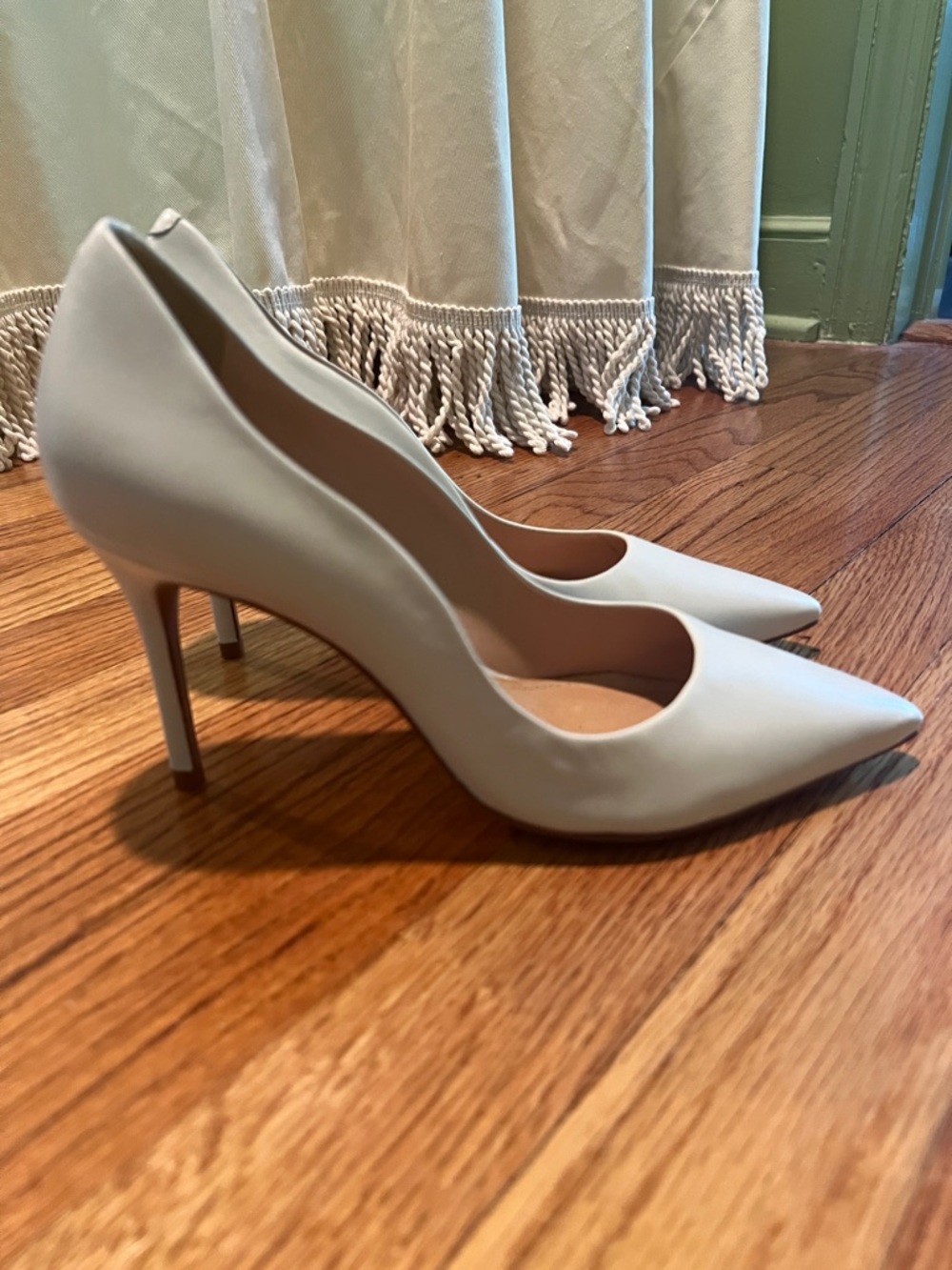 SCHUTZ Ivory Pointed Toe Leather Stiletto Pumps - Picture 6 of 6